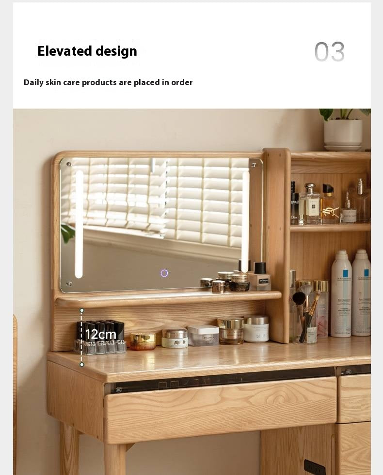 Ash, Oak Solid Wood Multifunctional Modern Vanity Table.