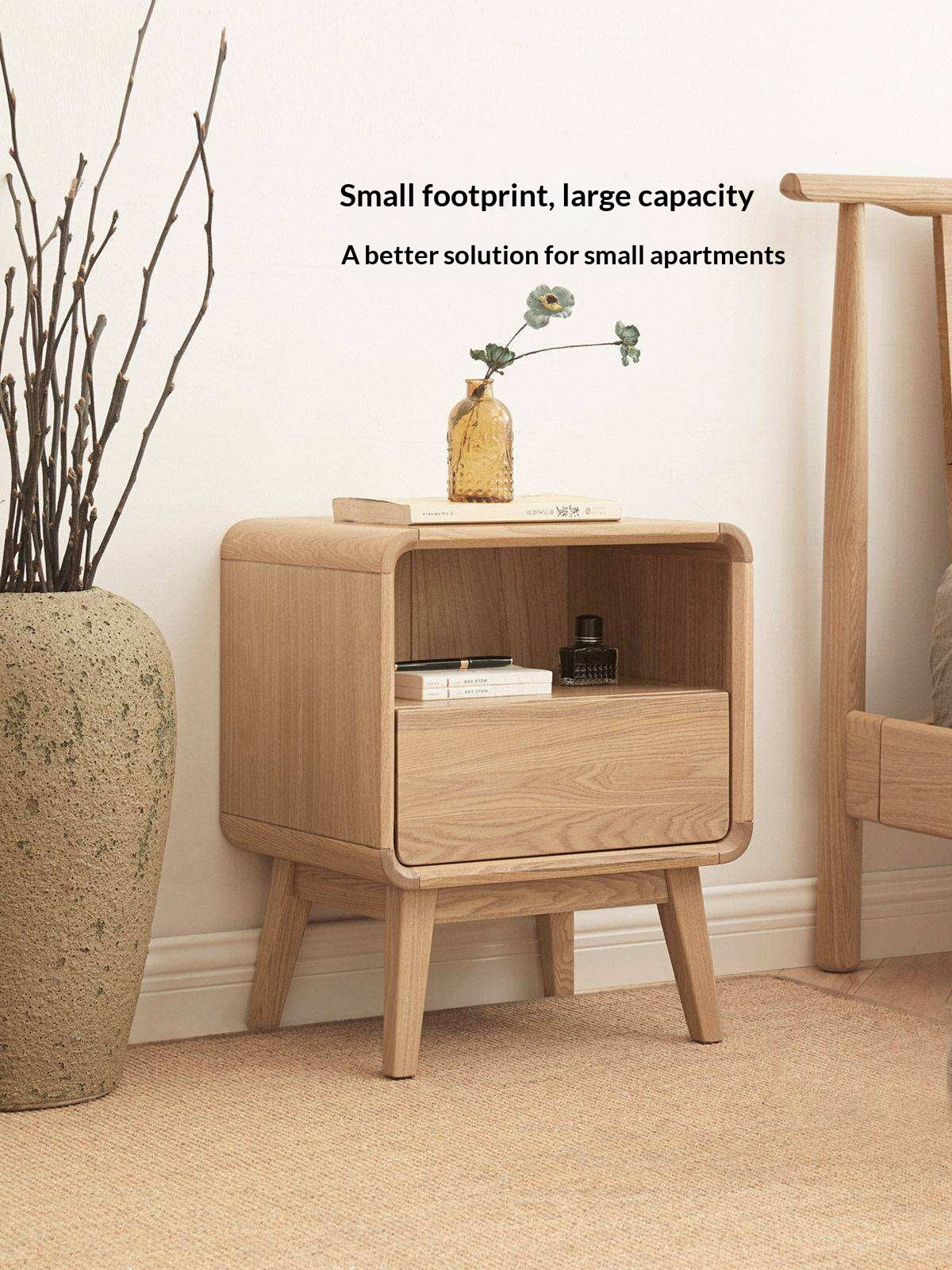 Ash Solid Wood Storage Modern Nightstand