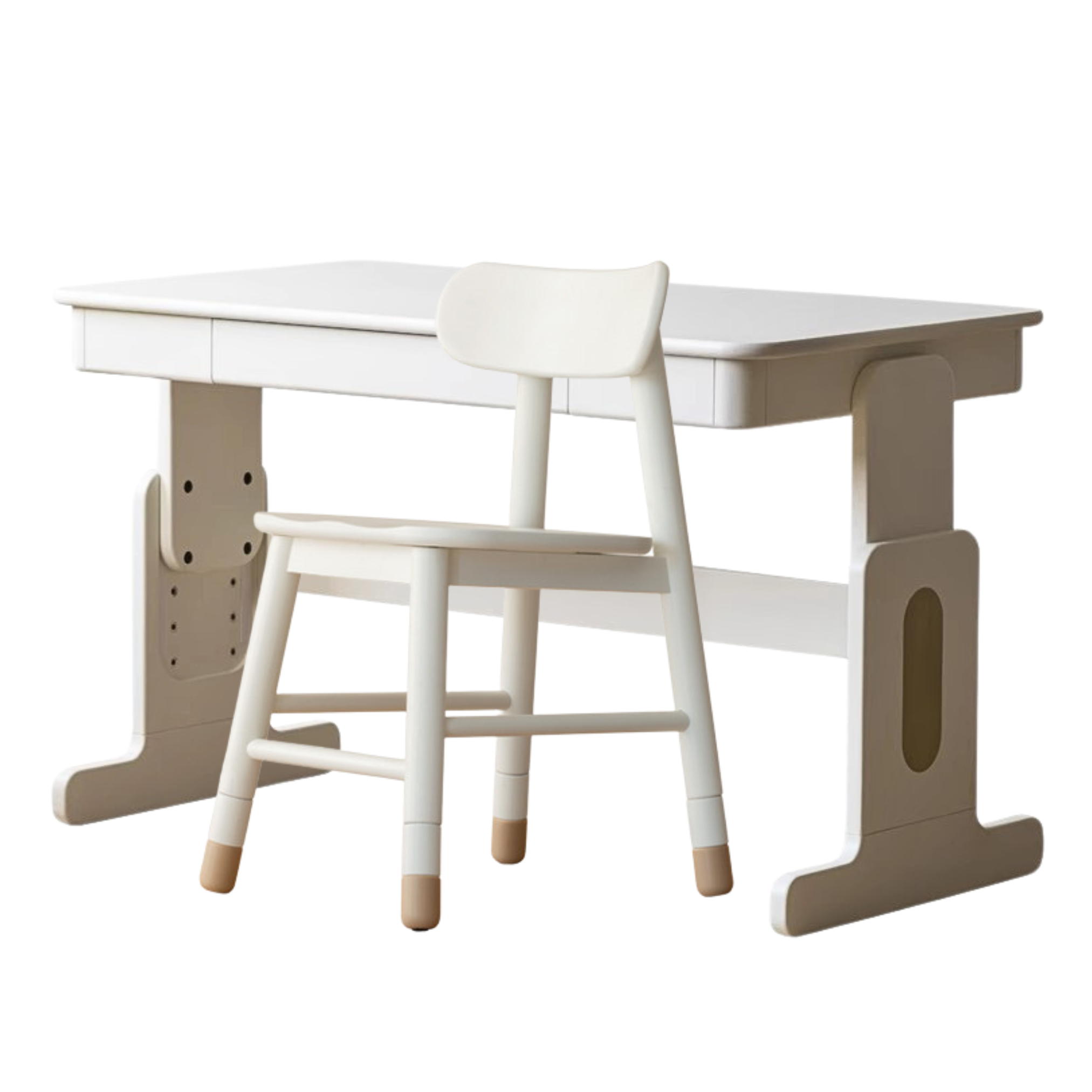 Beech Solid Wood Lift Study Desk Adjustable White Children's Desk