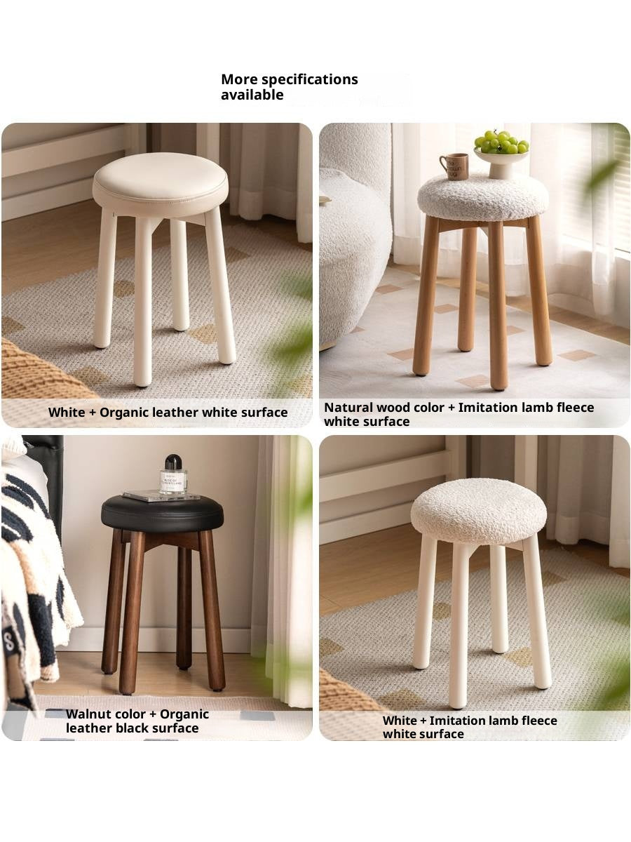 Solid Rubberwood Modern Soft Makeup Stool