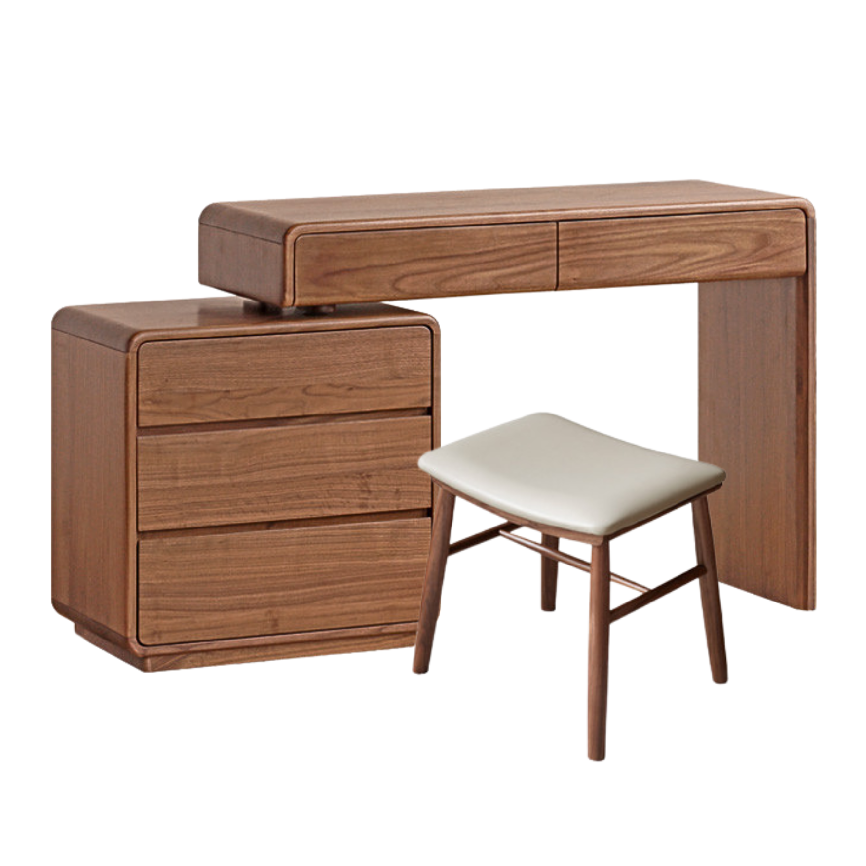 Black Walnut, Sandalwood Solid Wood Dressing Table Chest Of Drawers.