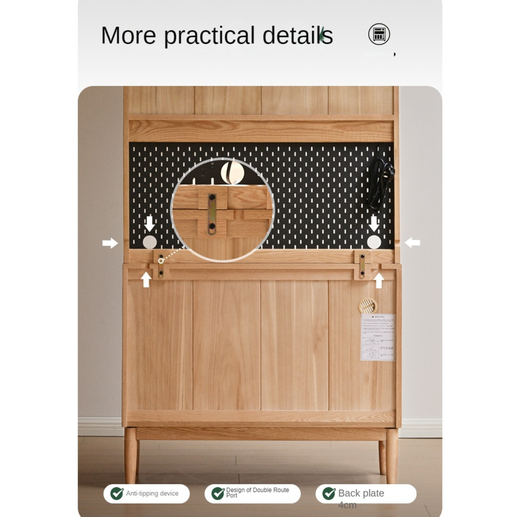 Cherry, Oak, Black Walnut Solid Wood Retro Dining Sideboard