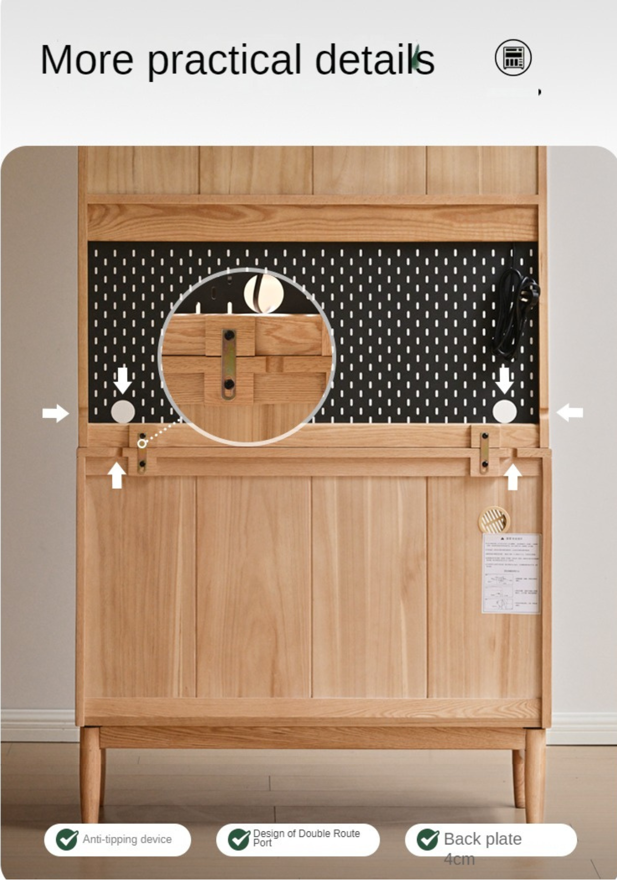 Cherry, Oak, Black Walnut Solid Wood Retro Dining Sideboard