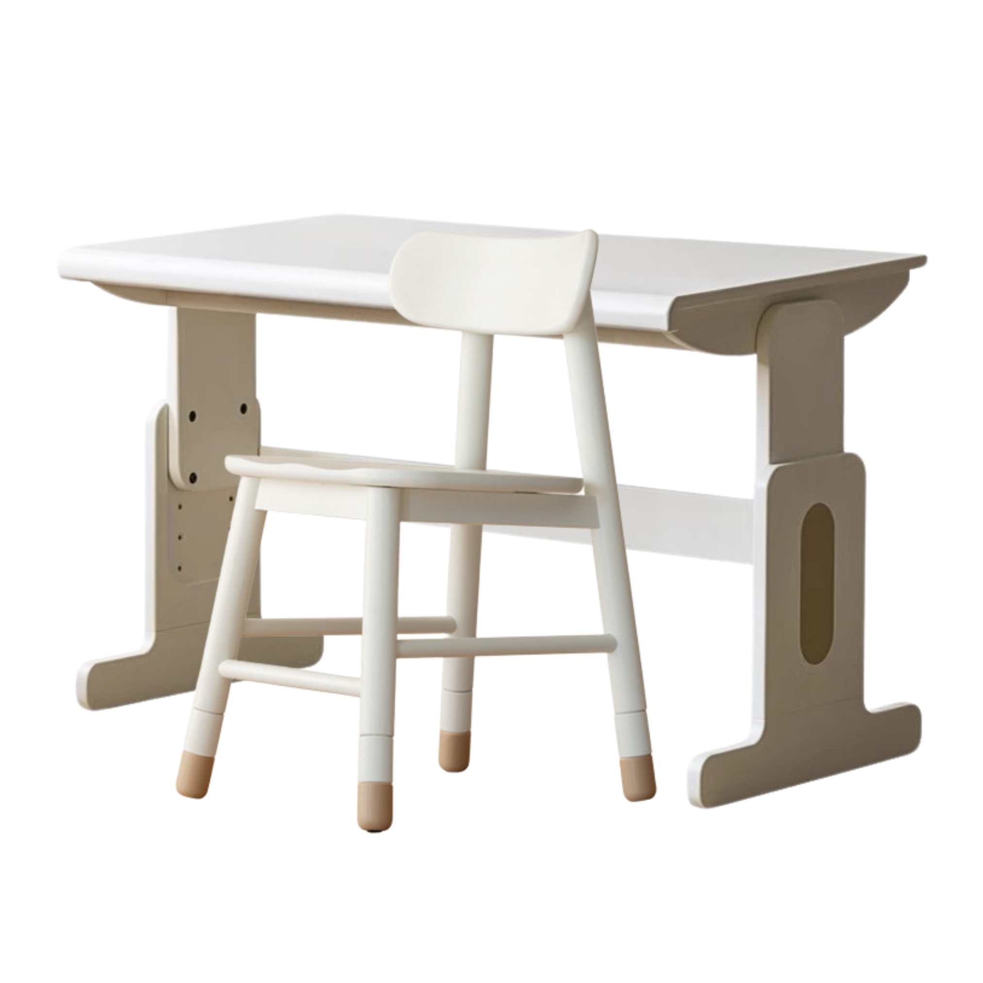 Beech Solid Wood Lift Study Desk Adjustable White Children's Desk