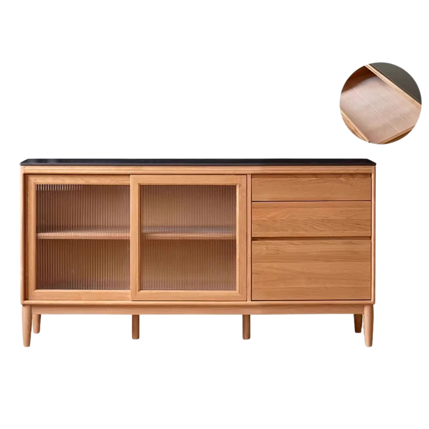 Cherry, Oak Solid Wood Rock Board Dining Cabinet Integrated High