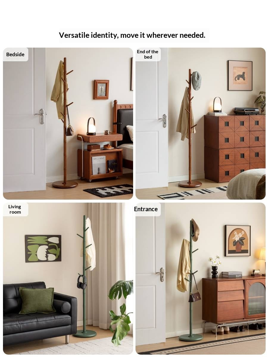 Solid Rubberwood Vintage Style Standing Clothes Hanger