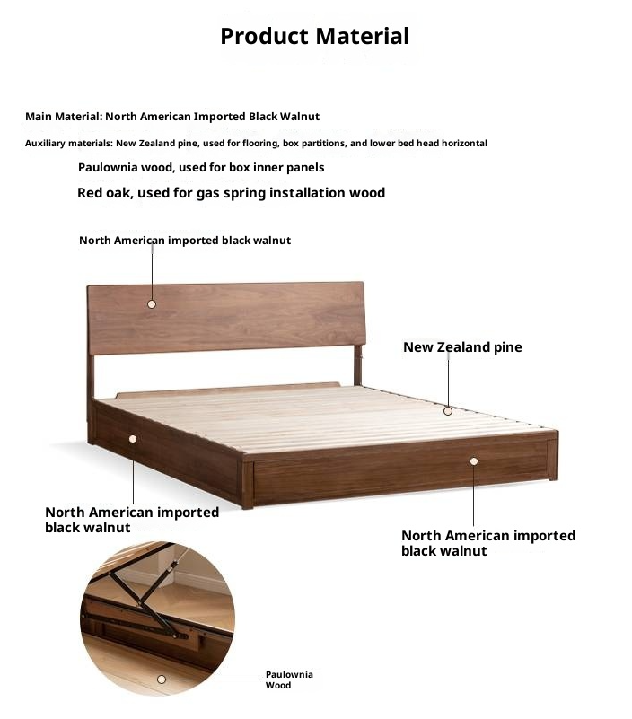 Black Walnut Solid Wood Box Bed Simple Modern Nordic Style