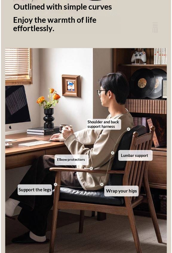 Black Walnut Solid Wood Light Luxury Style Soft Armchair