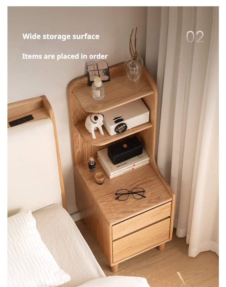 Oak Solid Wood Modern Nightstand.