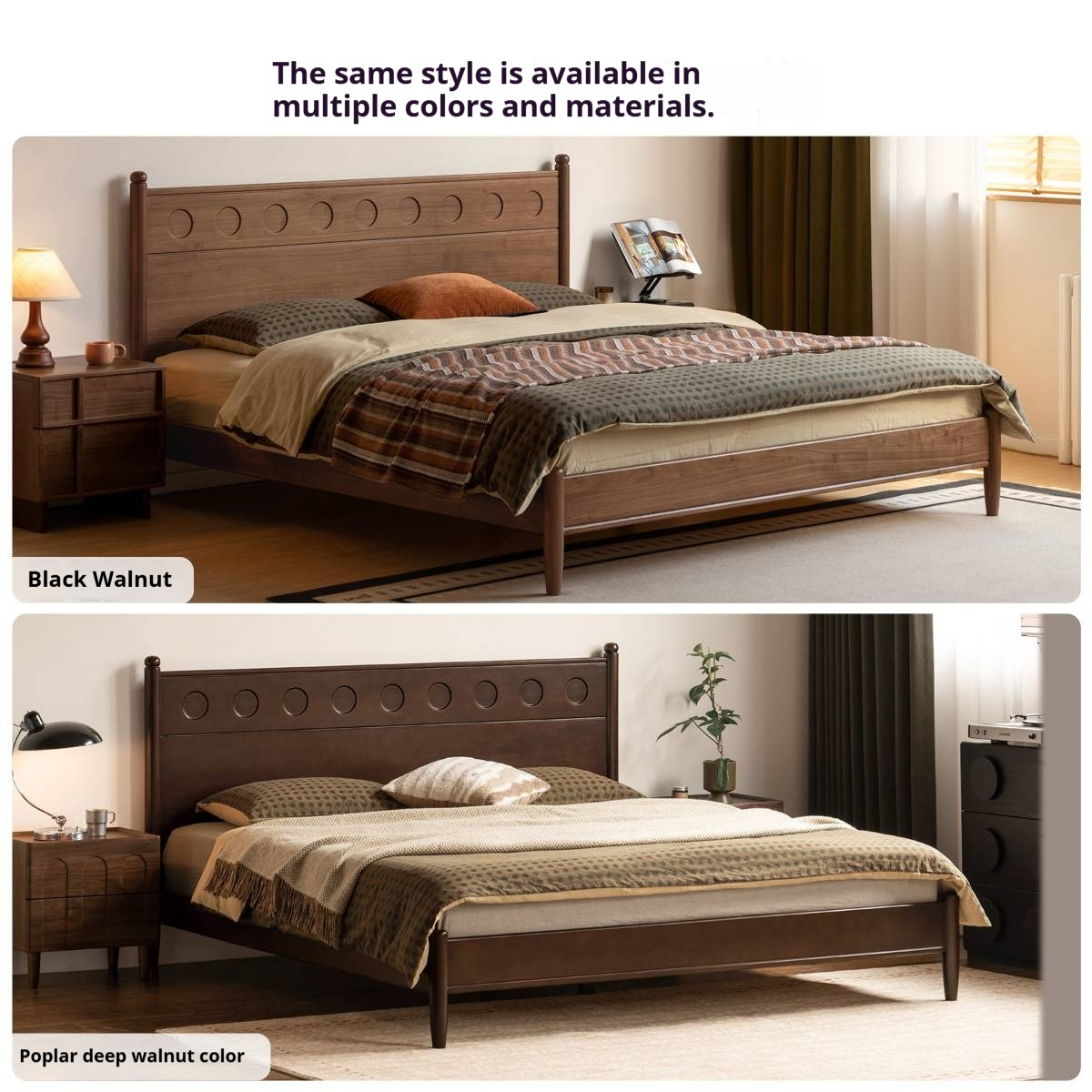 Ash Solid Wood Bed Vintage Style