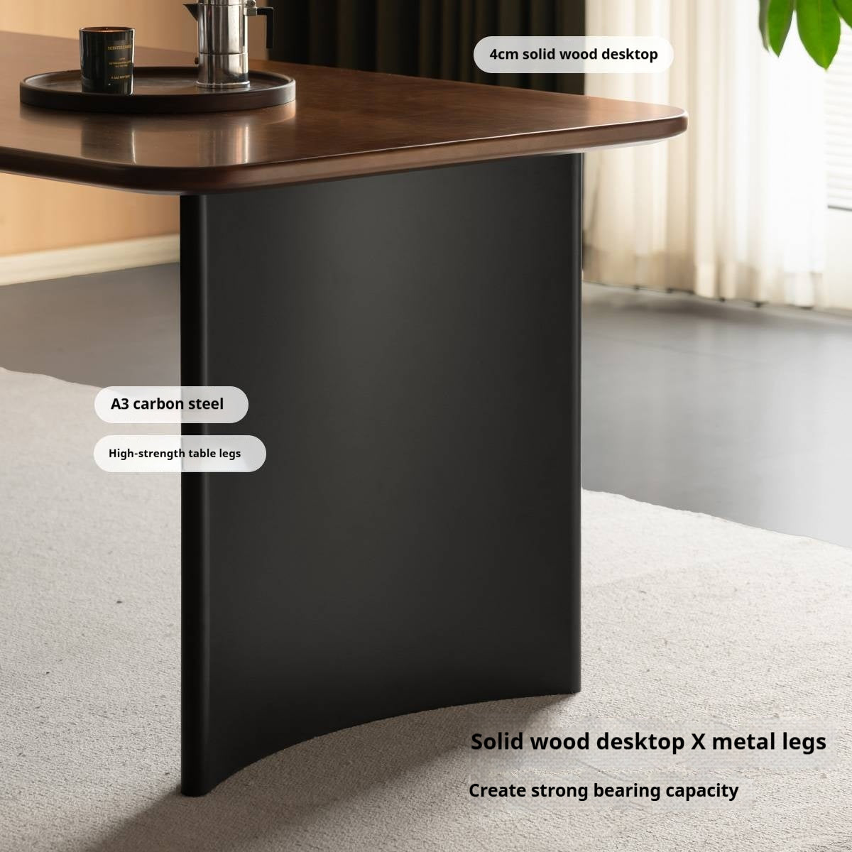 Solid Longan Hardwood Dining Table Italian Light Luxury