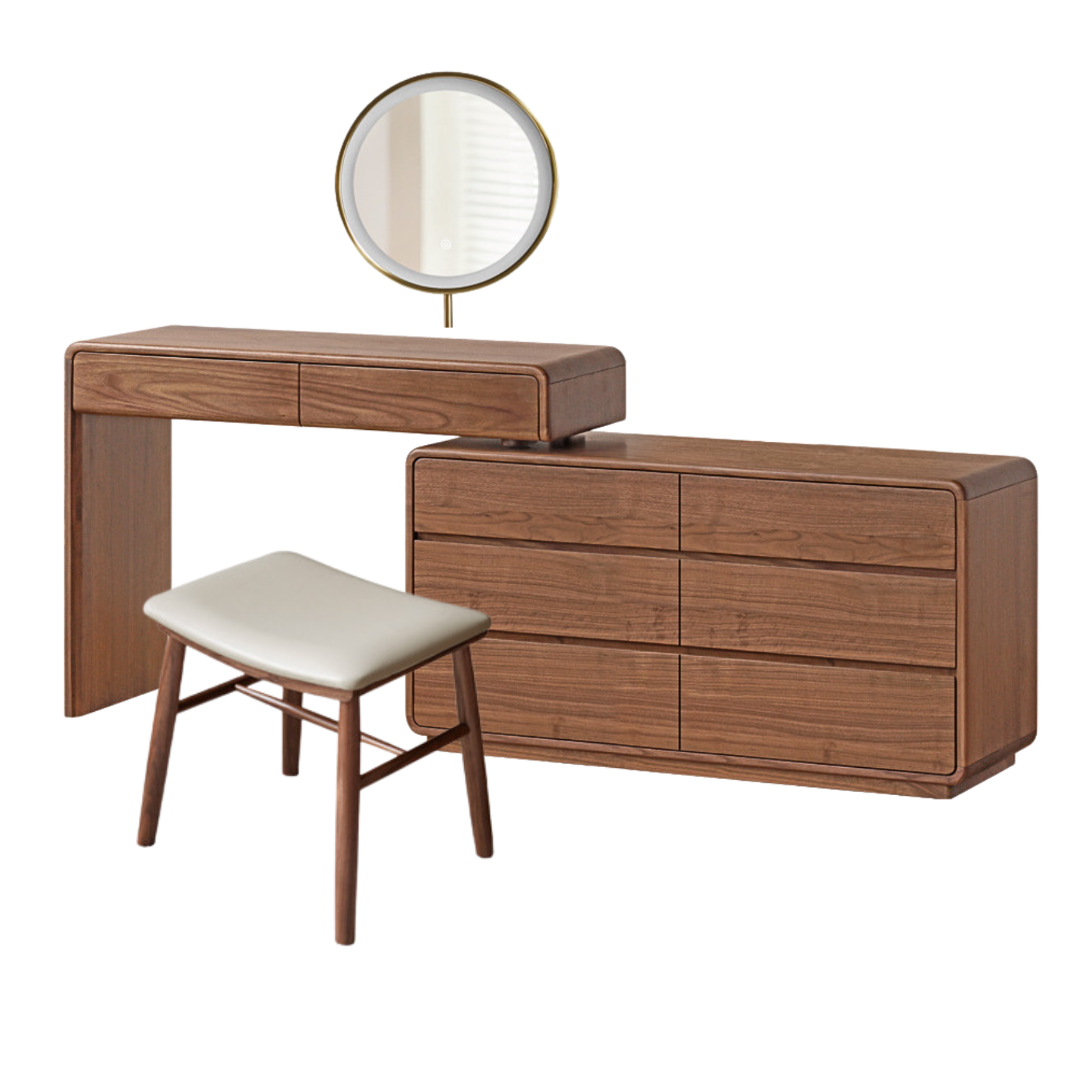 Black Walnut, Sandalwood Solid Wood Dressing Table Chest Of Drawers.