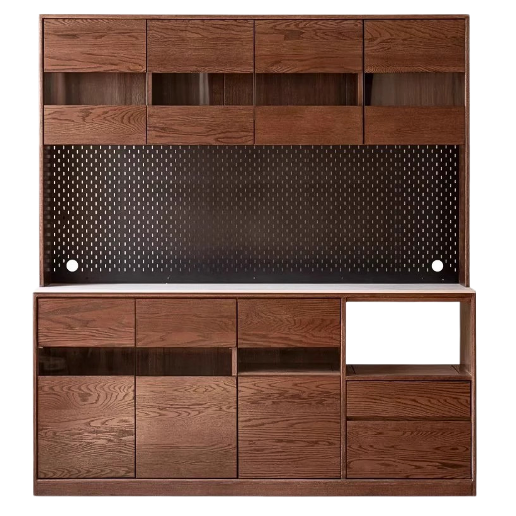 Oak Solid Wood Dining Storage Sideboard Against The Wall