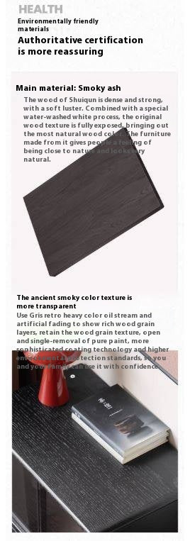 Ash Solid Wood Black Floor Standing Side Cabinet.