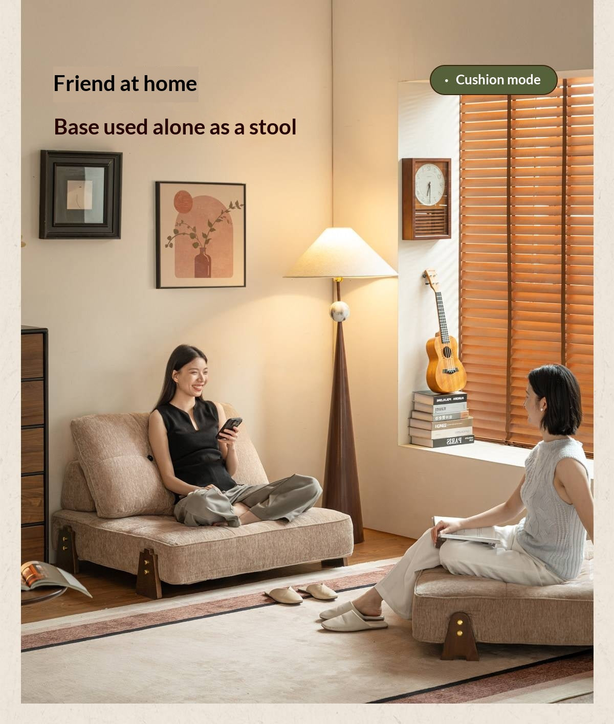 4-in-1 Convertible Ottoman Sofa Bed with Tufted Cushion