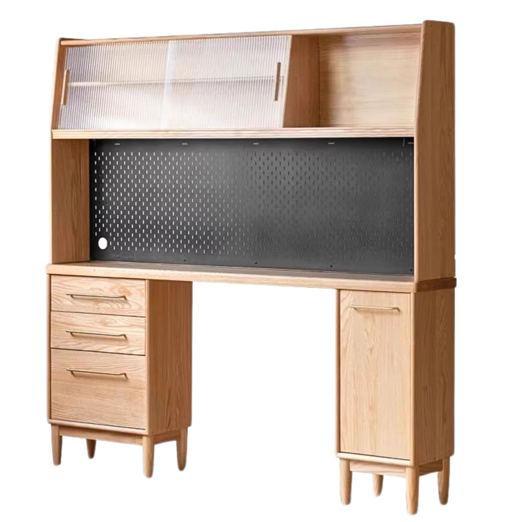 Oak Solid Wood Ultra-thin Multi-function Dining Sideboard Integrated