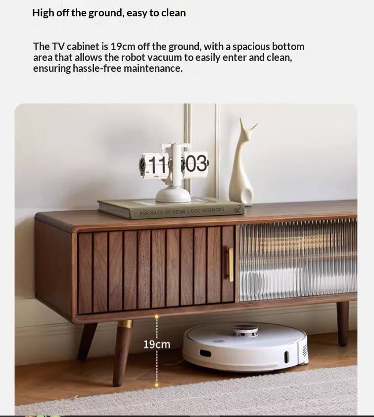 Black Walnut Solid Wood Nordic TV Cabinet.