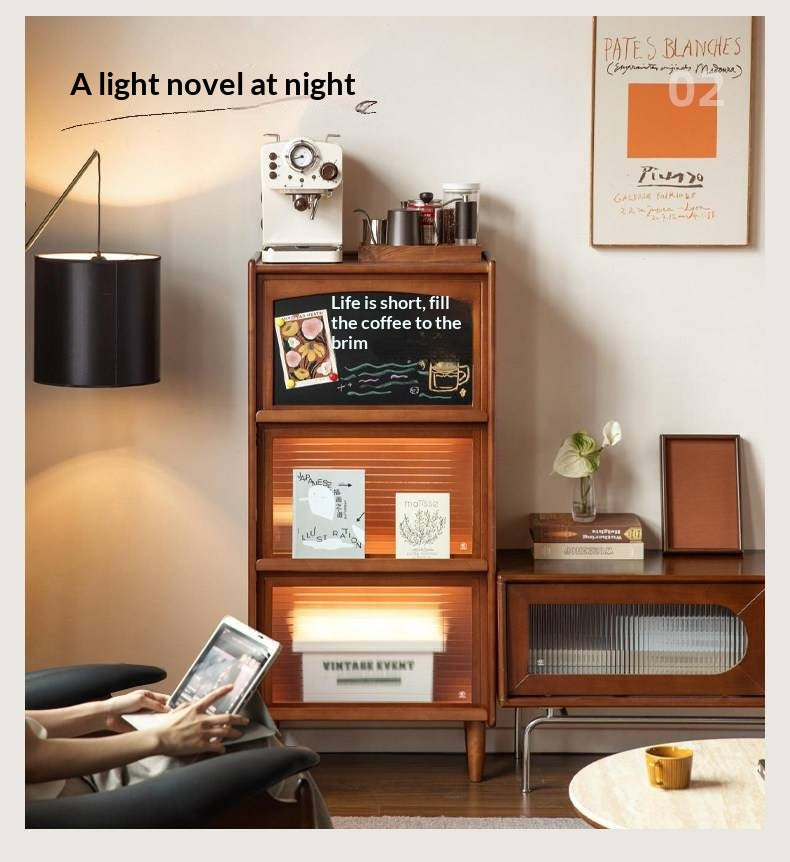 Poplar Solid Wood Vintage Style Flip Door Bookcase