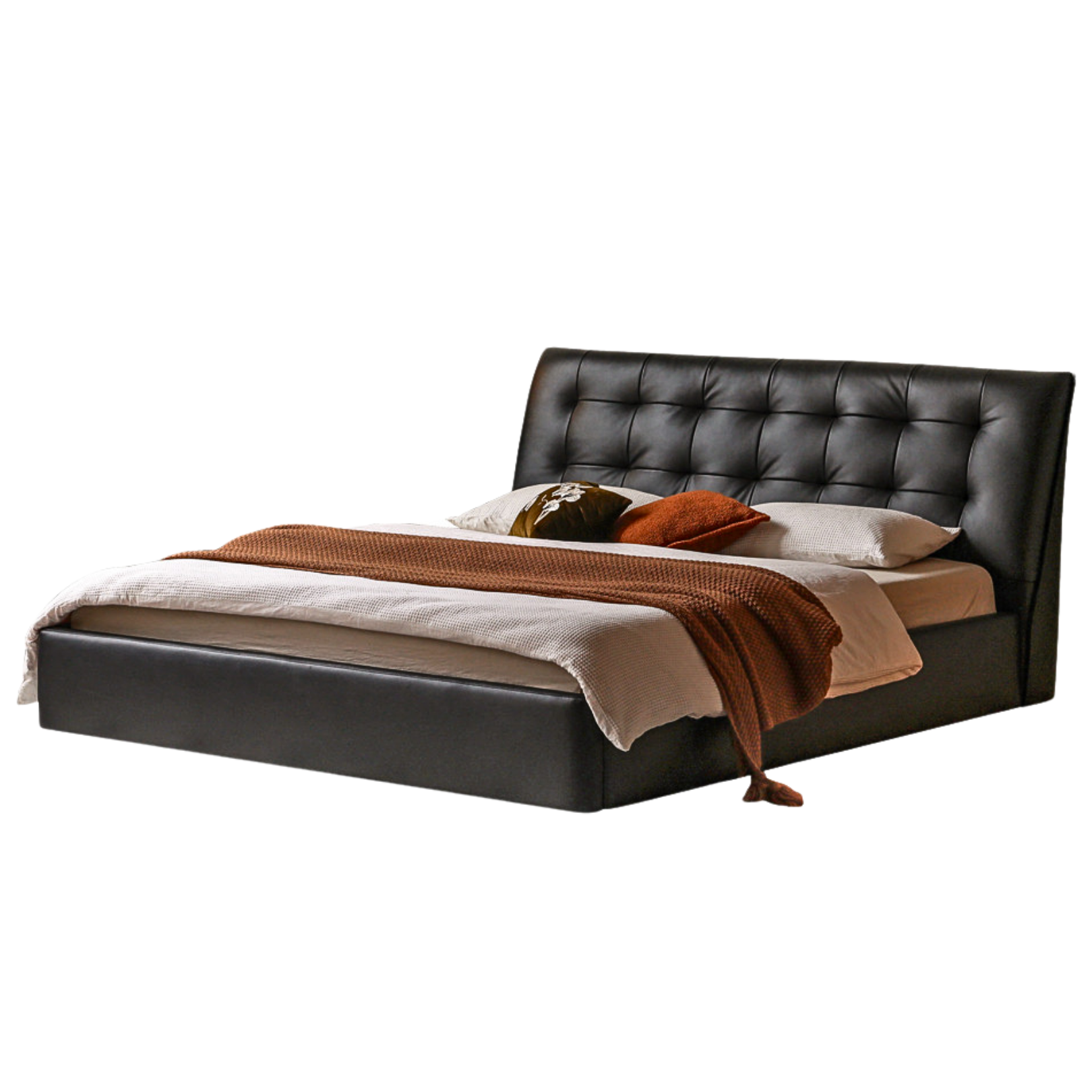First Layer of Yellow Cowhide Italian Light Luxury Bed