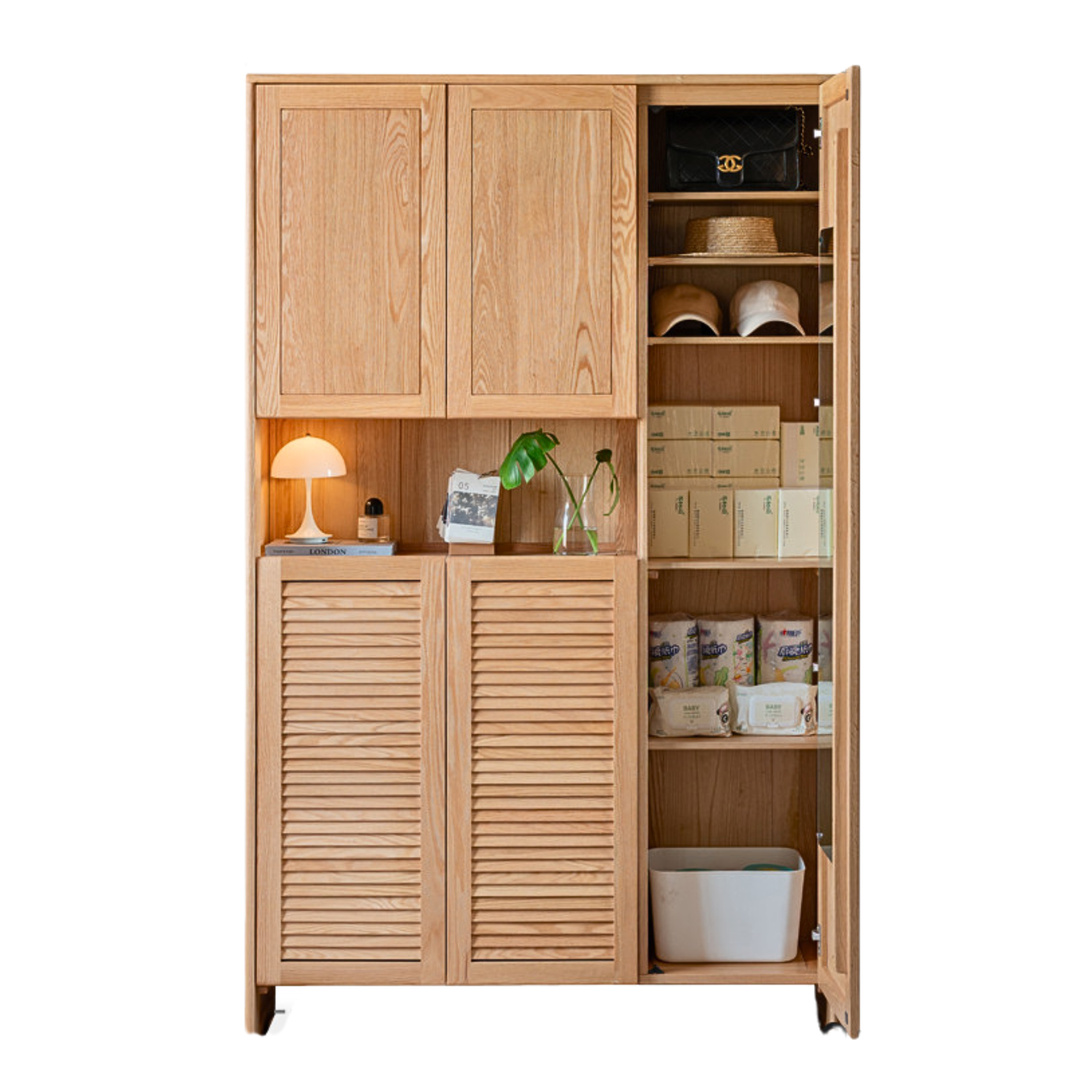 Oak, Ash Solid Wood Storage Locker Shoe Entrance Cabinet
