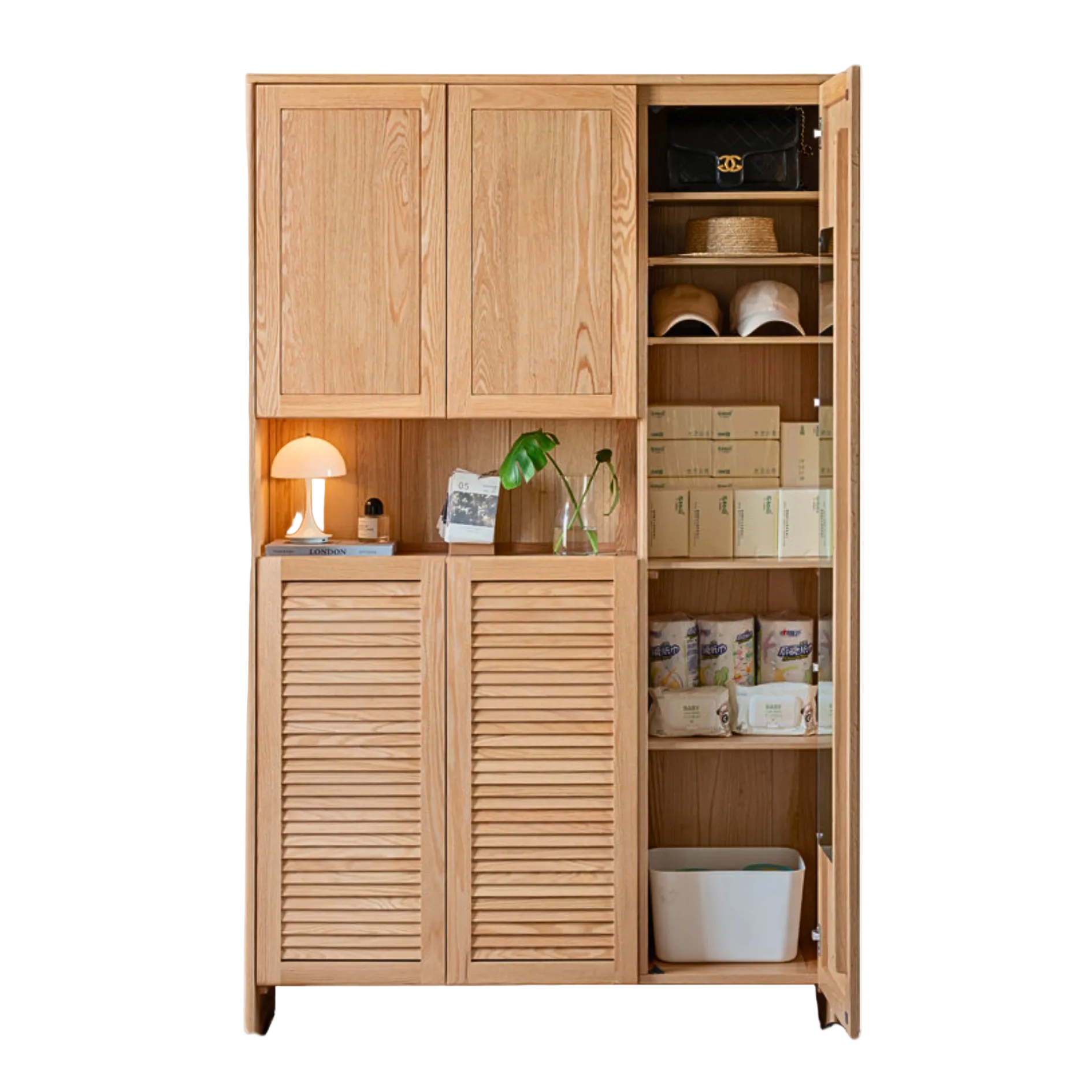 Oak, Ash Solid Wood Storage Locker Shoe Entrance Cabinet