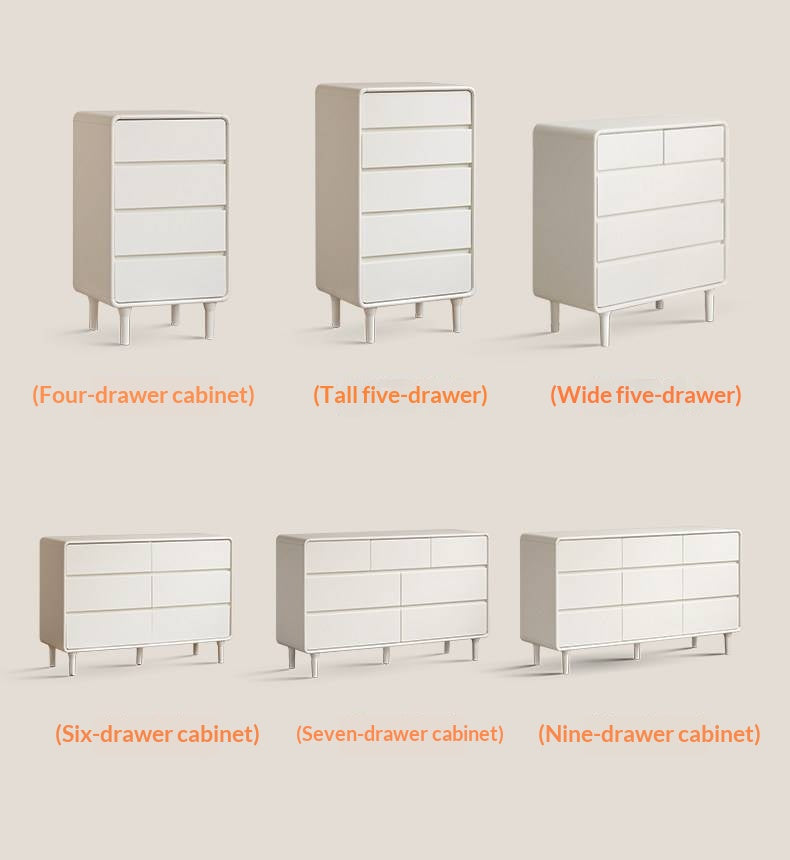 Tulipwood Solid Wood, Solid Rubberwood Milky Cream Style Chest of Drawers
