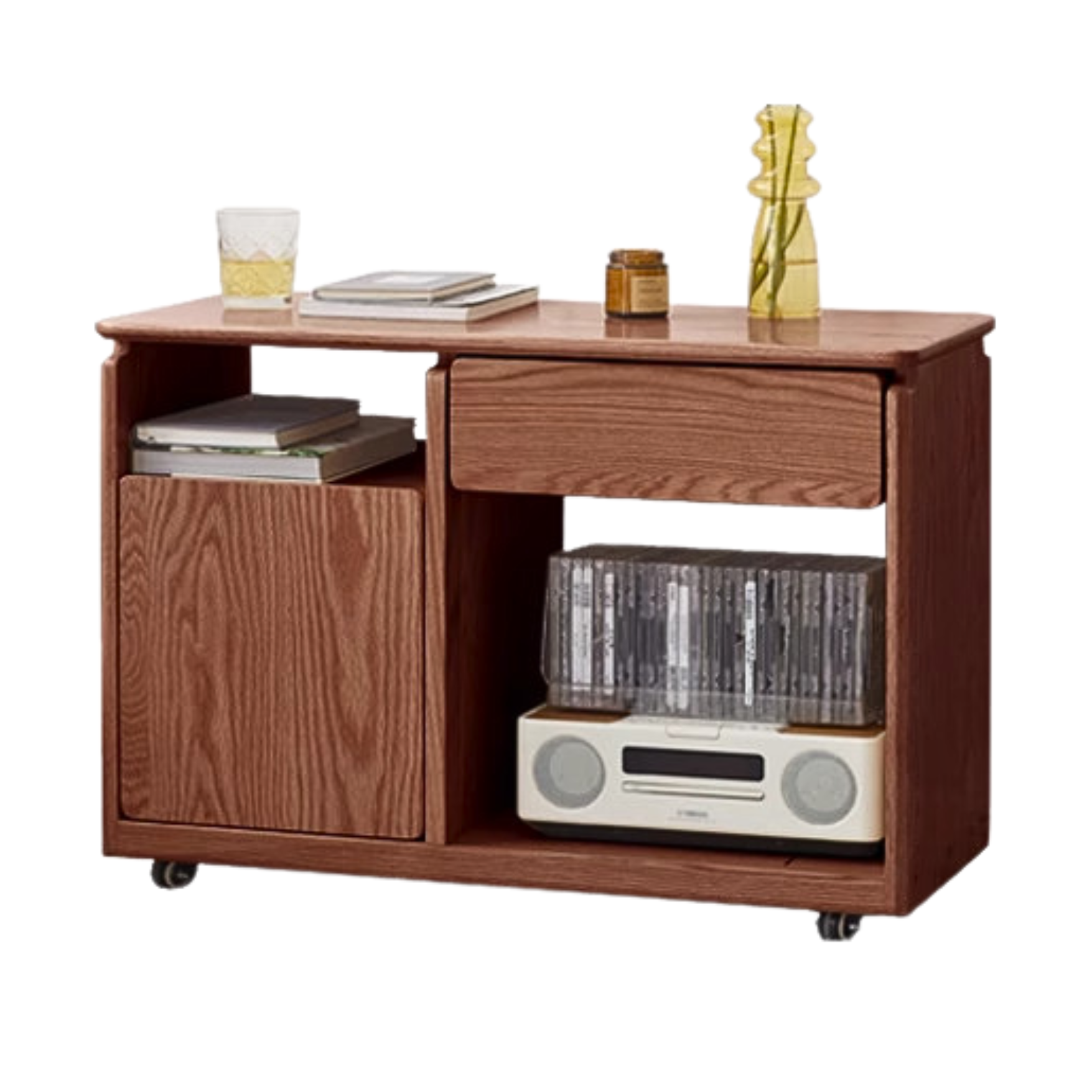 Oak, Black Walnut, Ash Solid Wood Mobile Side Table