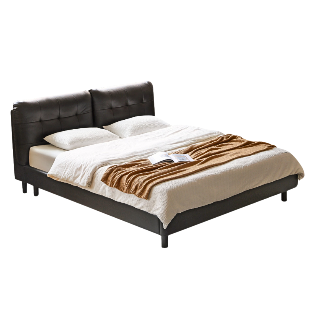 First Layer of Yellow Cowhide Black Bed