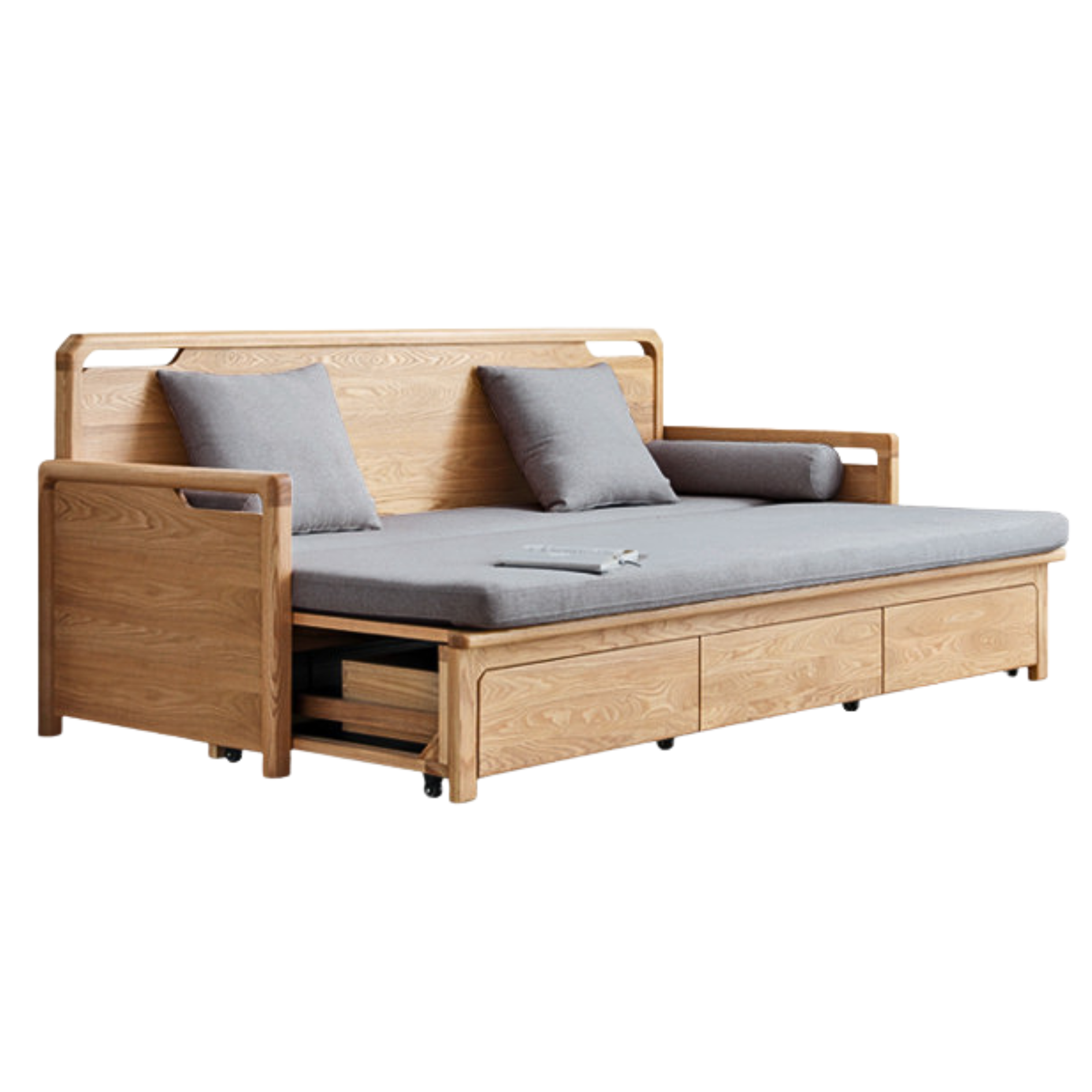 Ash Solid Wood Retractable Multifunctional Box Sofa Bed.
