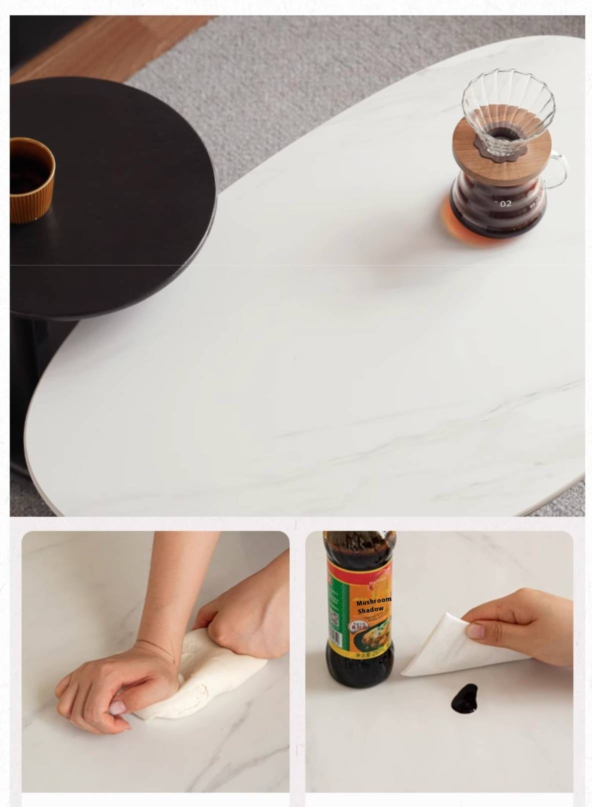 Oak, Ash Solid Wood Rock Slab Coffee Table Combination