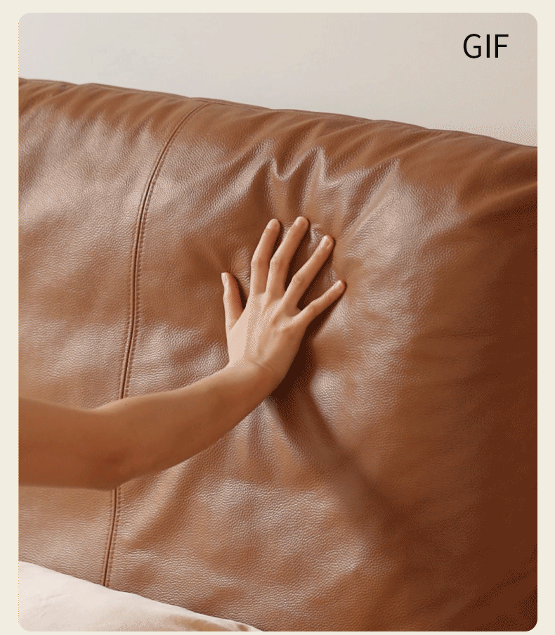 Cherry Solid Wood Bed — Retro Style with Genuine Leather Upholstery