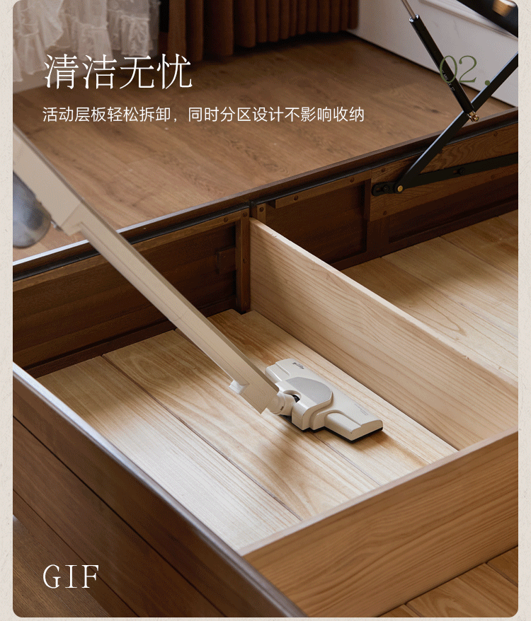 Black Walnut Solid Wood Box Bed — French Retro Style with Genuine Leather and Piano Key Design