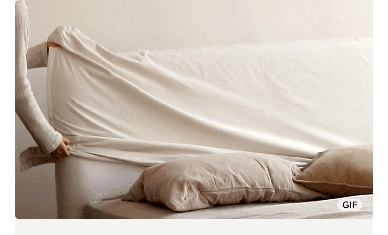 Fabric White Cotton Linen Edge Bed Wabi-sabi Style