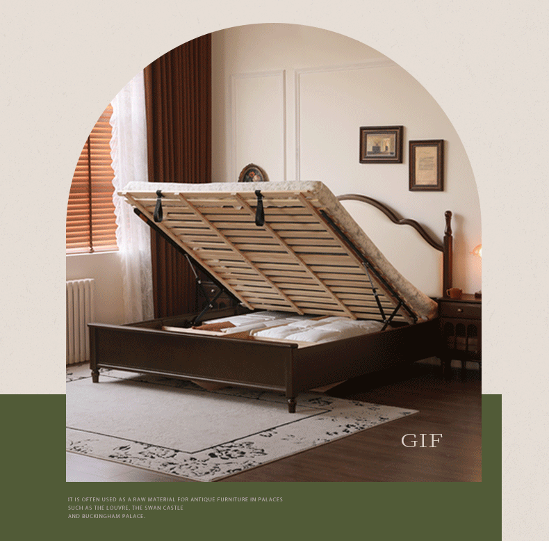 Poplar Solid Wood Box Bed — American Style Vintage with Soft Backrest