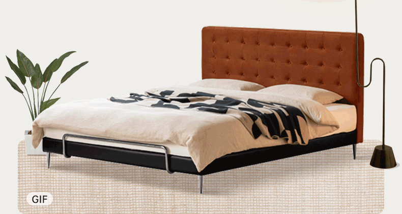 Fabric Velvet Soft Bed Bauhaus Vintage Style