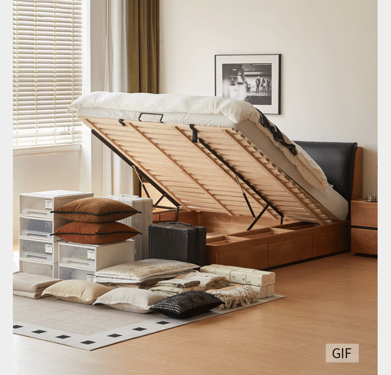 Cherry Solid Wood Box Bed Vintage Style