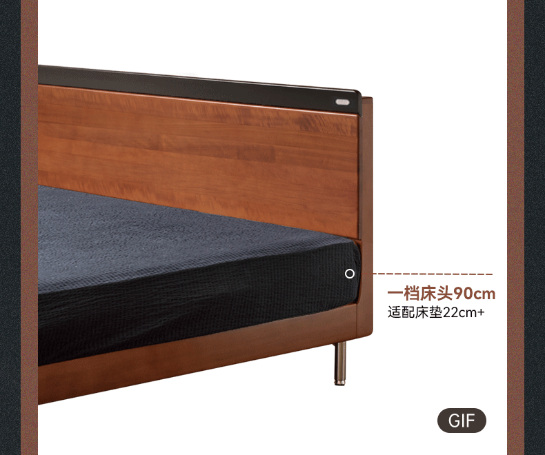 Poplar Solid Wood Mid-Century Modern Platform Bed with Flat Panel Headboard