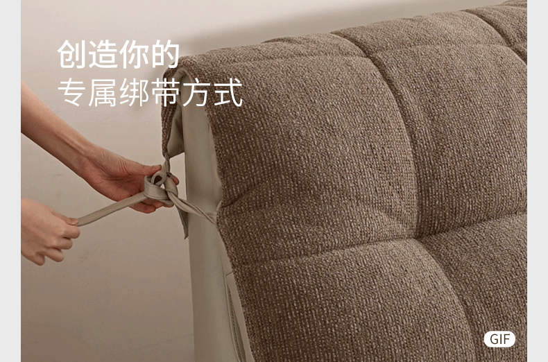 Genuine Leather Italian Light Luxury White Soft Headboard Bed