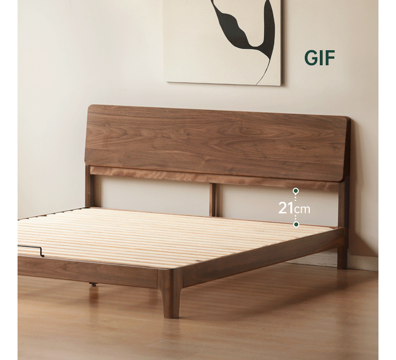North American Black Walnut, Oak, Catalpa Solid Wood Modern Minimalist Bed