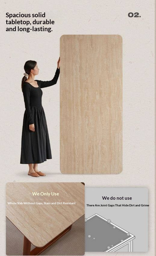 Tulipwood Solid Wood Antique Style Rock Board Dining Table