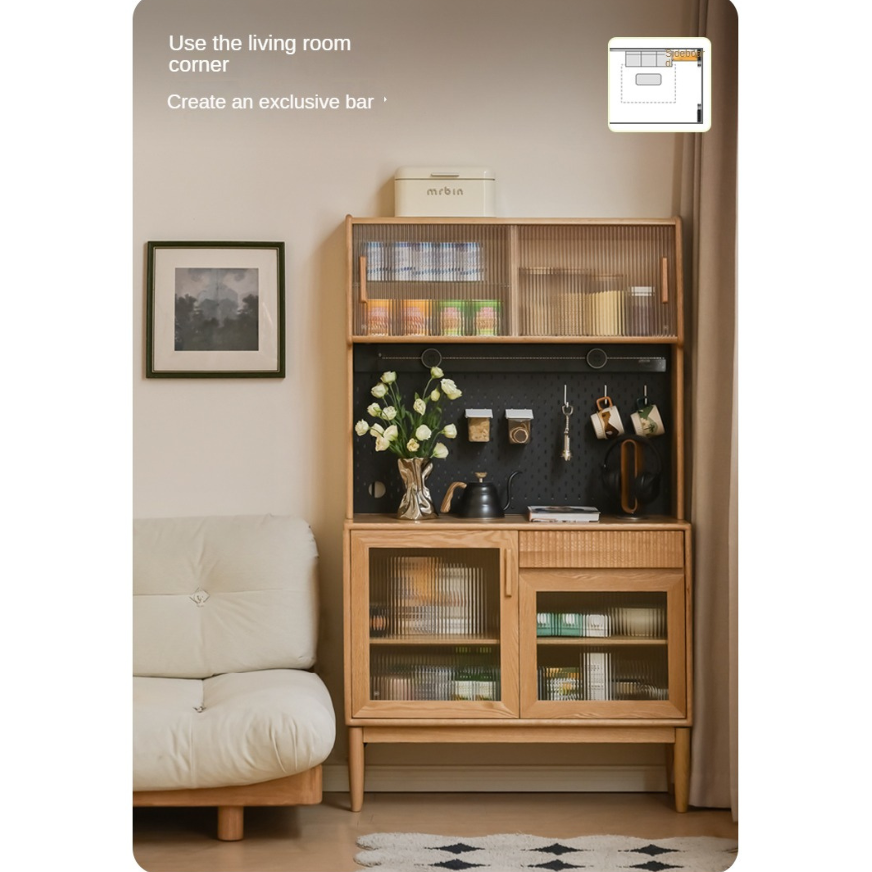 Cherry, Oak, Black Walnut Solid Wood Retro Dining Sideboard