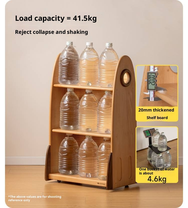 Beech Solid Wood Movable Double-Sided Floor-Standing Storage Children's Rack