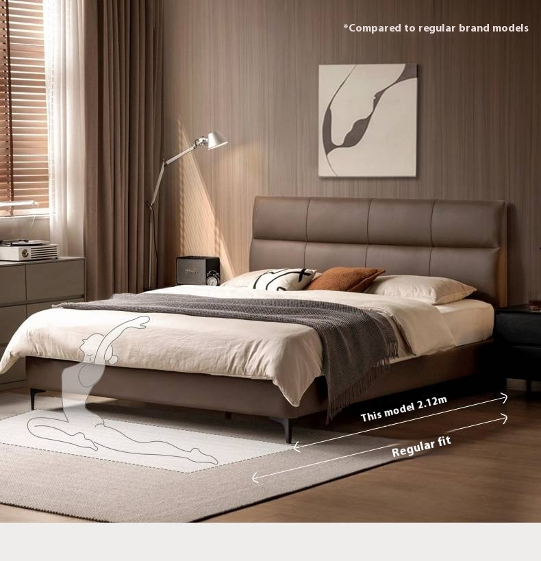 Luxury Genuine Leather Modern Minimalist Bed