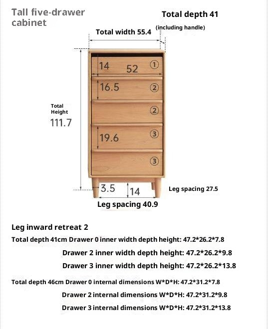 Oak, Ash Solid Wood Modern Storage Drawer Cabinet