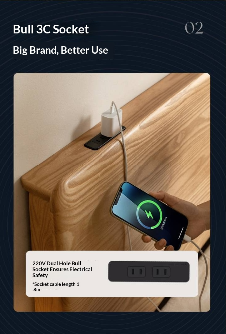 Ash, Beech Solid Wood Modern Simple Luminous Bed