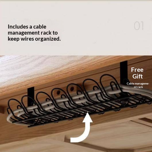 Oak, Ash Solid Wood Modern Minimalist Office Desk with Drawers