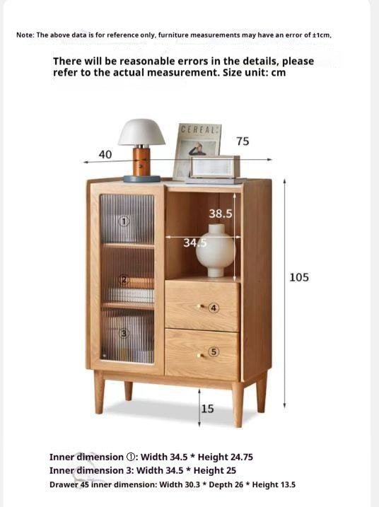 Ash Solid Wood Side Cabinet Storage