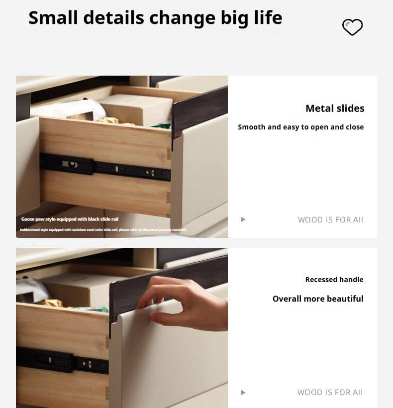Solid Rubberwood Light Luxury Chest of Drawers