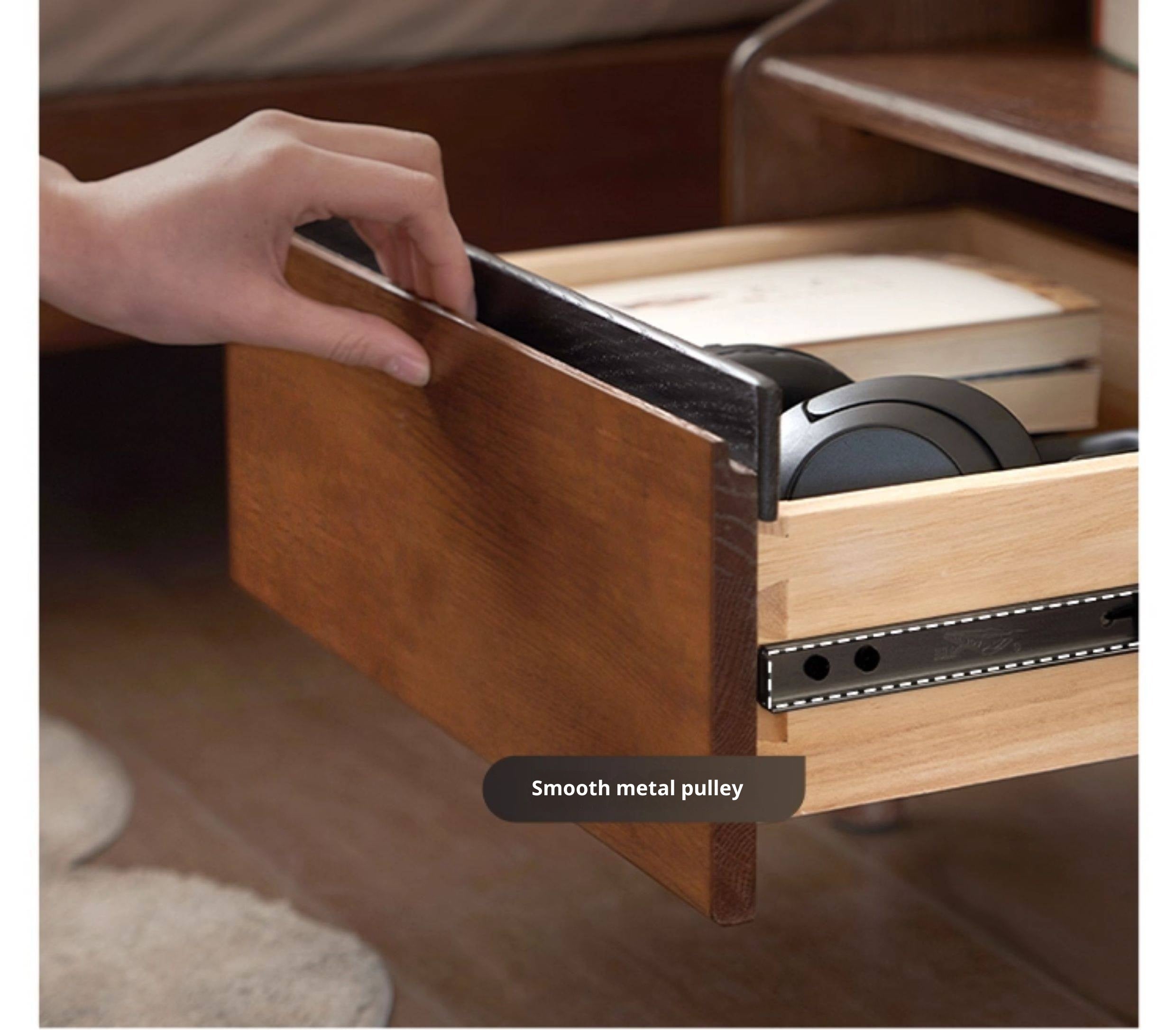 Solid Rubberwood, Oak Solid Wood Nightstand