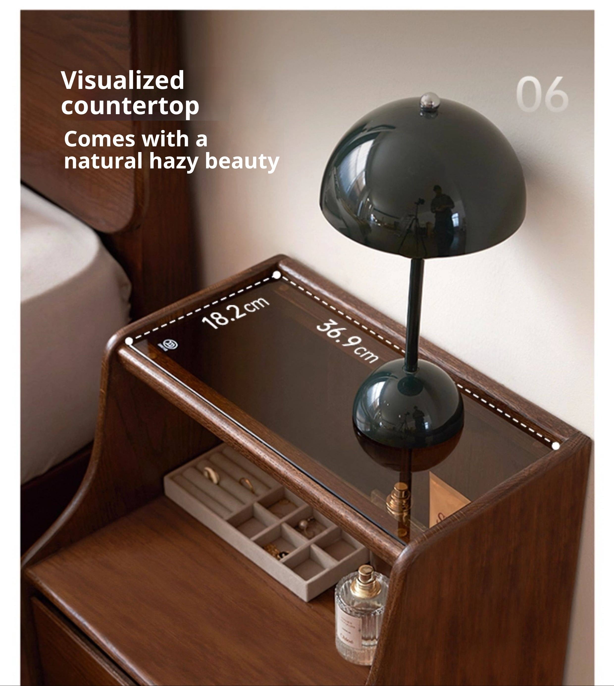 Solid Rubberwood, Oak Solid Wood Nightstand